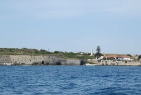 distant view of a seaside town in greece