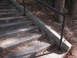 Stone stairway in a park in the fall