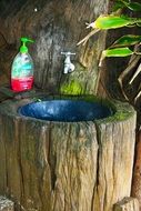 wood sink in the house