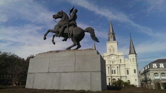 the monument of a rider on a horse new orleans city