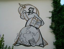 Colorful drawing on the white wall