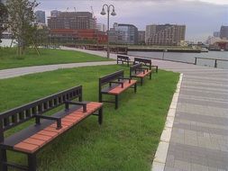 lonely park bench riverside view