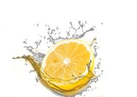 lime lemon water white background