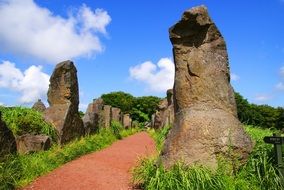 landscape on the stone towers in the stone culture park, Jeju Island, Republic of Korea