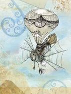 steampunk paper blue balloon