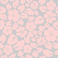 pattern flowers leaves pink grey