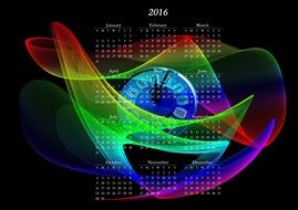 new year&#039;s day calendar 2016 colorful pattern