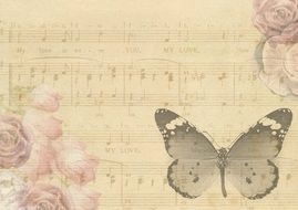 butterfly music vintage notes