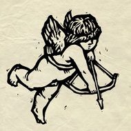 cupid drawing parchment love heart