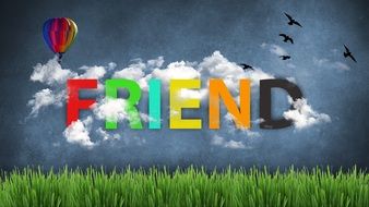 friend clouds hot air balloon font