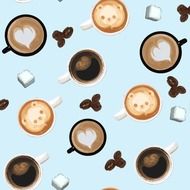 cup coffee sugar bean pattern