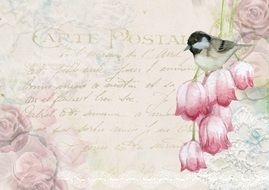 bird postal post vintage romantic