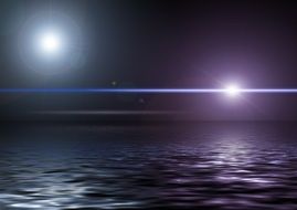 digital sea surface with lights at night