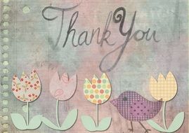 thank you card greeting tulip bird