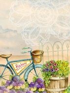 flower bicycle pot violet paper