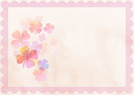 Pink background with flowers on scrapbook sheet