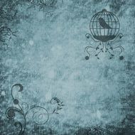 bird cage blue background grunge