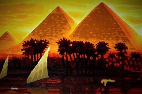 pyramids painted egypt painting