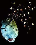 abstract picture of butterflies and woman