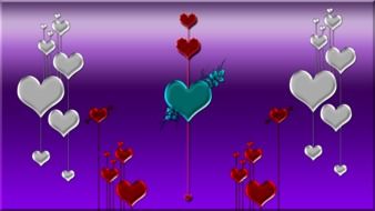 purple background hearts silver