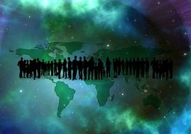 crowd of people on the universe background