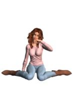 3d model girl sitting and crying