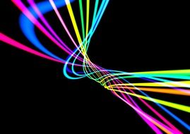 abstract pattern, colorful lines wave on black background