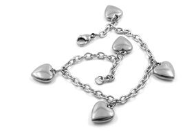 silver bracelet chain hearts