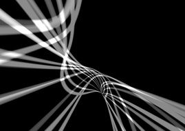 abstract pattern white lines wave black background