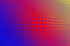 poster with the image of a blue digital grid on a colored background