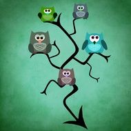 owl tree funny background colorful