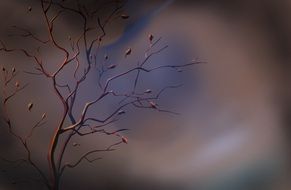 tree on a background of dark sky