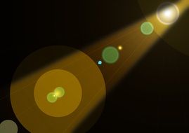 clipart of black background and spotlight light rays lens flare