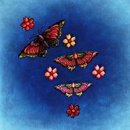 butterfly spring flowers canvas