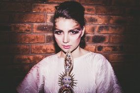 beauty girl model dress view cosmetics make up jewelry