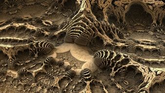 fractal bones cave fossil render