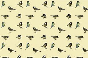 birds tit tile mosaic pattern