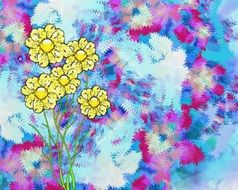 backdrop colorful background yellow flowers digital art