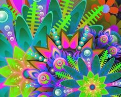 abstract digital art creative colorful flowers