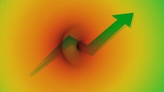 colorful background image with a green arrow