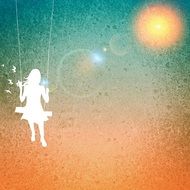 background sun girl swing