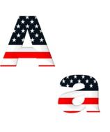 A letter with american flag pattern
