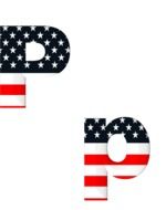 American flag on the letters p
