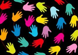 colorful hands in circle background