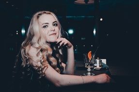 beauty girl model long blonde hair