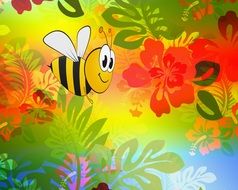 backdrop design bee in flowers