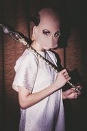 model girl photoshoot in mask
