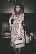 young model girl in a nice floral dress