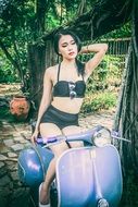 girl woman pattern posing summer