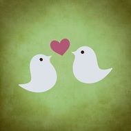 green background with birds in love